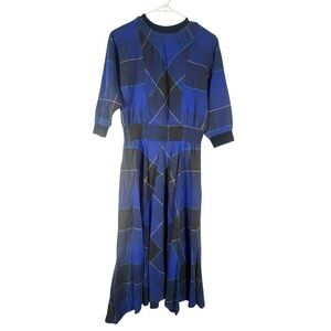 Vintage Carol Anderson California Plaid Midi Maxi Dress Medium